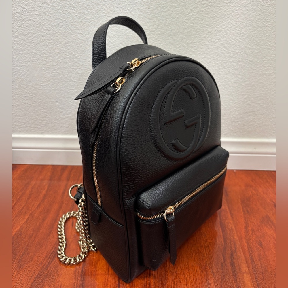 (GUCCI) Soho GG Logo Leather Backpack
